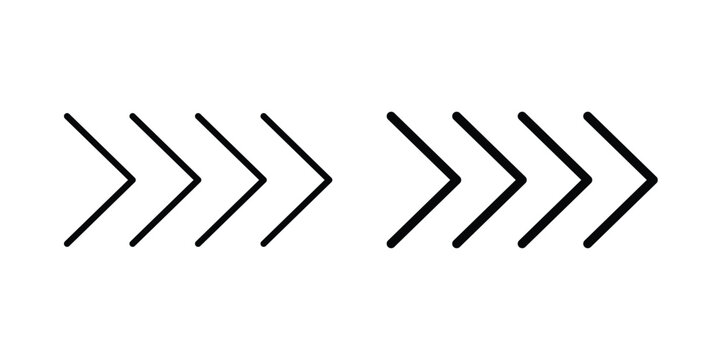 Chevrons icon thin line and black silhouette flat style