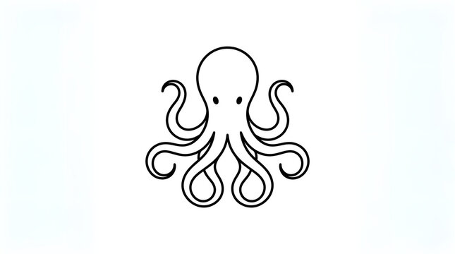 A cute octopus drawing with eight tentacles and a simple face on white background