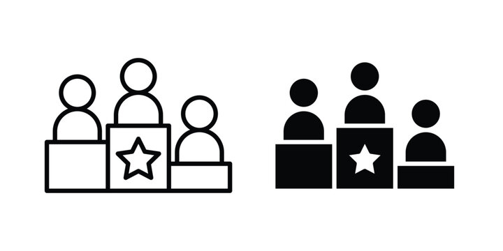 Competitors icon thin line and black silhouette flat style