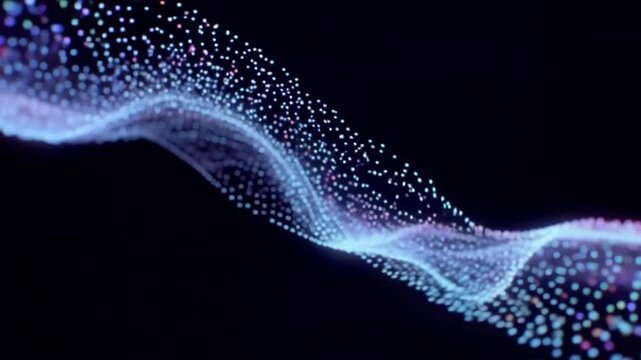 An abstract blue wave DNA helix pattern design with glowing light energy and flowing smooth lines animation tech video