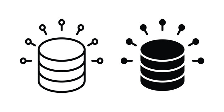 Data aggregation icon thin line and black silhouette flat style