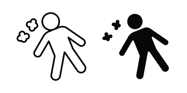 Drunk human icon thin line and black silhouette flat style