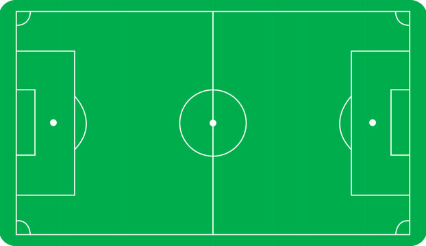 Flat green soccer pitch with white lines for football game eps 10