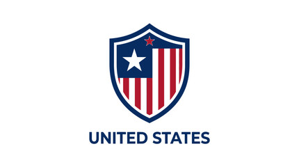 Fototapeta premium United States flag emblem with bold text, representing national identity and pride