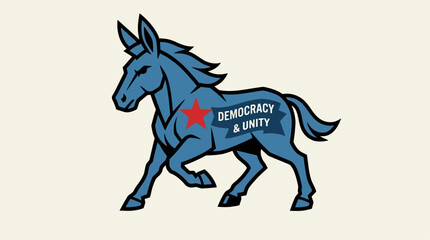 Naklejka premium Democracy and unity donkey symbol illustration.