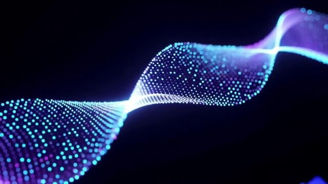 An abstract blue vector pattern of a DNA helix strand creating an energy wave backdrop animation tech video
