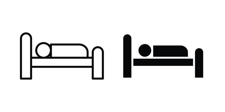 Laying in bed icon thin line and black silhouette flat style