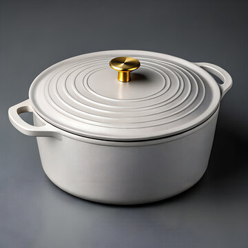 Grey Enameled Cast Iron Oven with Gold Knob