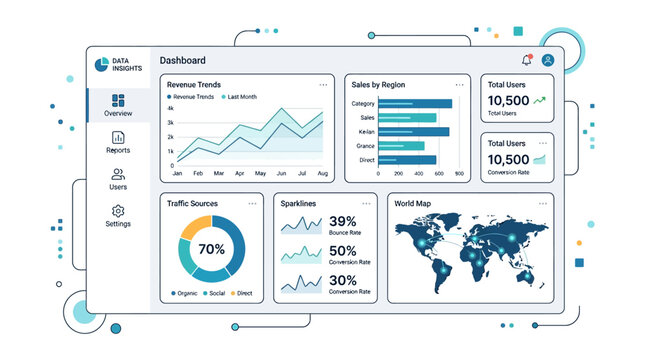 Business Infographic with Graphs and Charts.