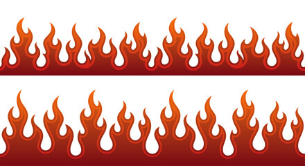 Seamless fire flames border pattern red orange flame background © Kusum
