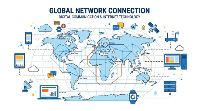 Global Network Connection Digital Communication.