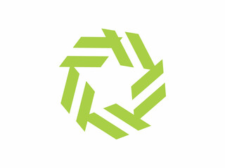 Fototapeta premium Green Hexagon Star Geometric Logo Icon Isolated on White Background for Eco Friendly and Sustainability Brand