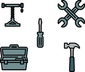 Fototapeta premium Handyman tools and repair equipment icon set