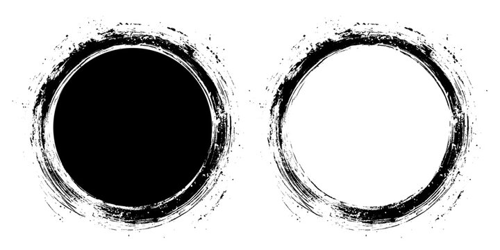 Grungy Black Stamp and Ink Seal Elements on White Background. 