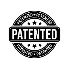 Obraz premium Patented Protected, Technology, Intellectual Property, Patent Applied logo, badge, icon, sticker, label, emblem, stamp, symbol, black, line circle, flat vector, isolated illustration.