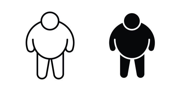 Overweight icon thin line and black silhouette flat style