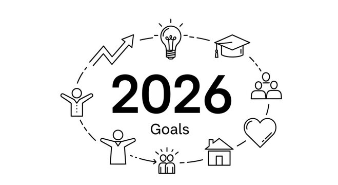 2026 New Year Goals and Personal Development Planning Concept