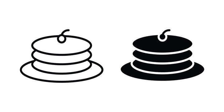 Pancake icon thin line and black silhouette flat style