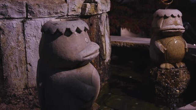 Kappa Statues, Jozankei Onsen, Pouring Water onto Head for Luck in Japan