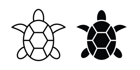 Obraz premium Sea turtle icon thin line and black silhouette flat style