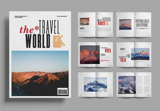 Minimal Travel Magazine Layout Template With Editorial  Layout Design