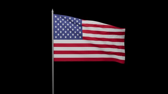 American Flag Waving Animation Alpha Transparent | United States Flag Loop