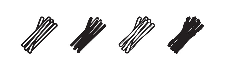 Obraz premium Asparagus or Green Onion Icons for Cooking and Vegetable Ingredients