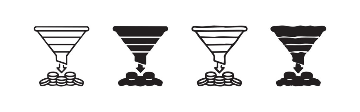 Sales and Marketing Conversion Funnel Icon Set