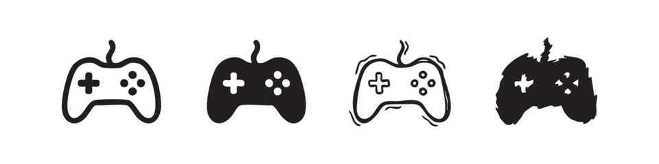 Video game controller gamepad icon set in four unique styles for gaming and apps © liubomir118809