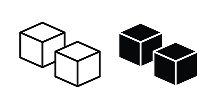 Sugar cubes icon thin line and black silhouette flat style