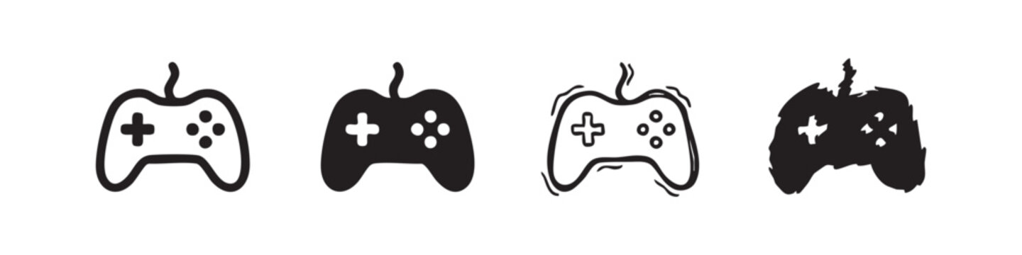 Video game controller gamepad icon set in four unique styles for gaming and apps