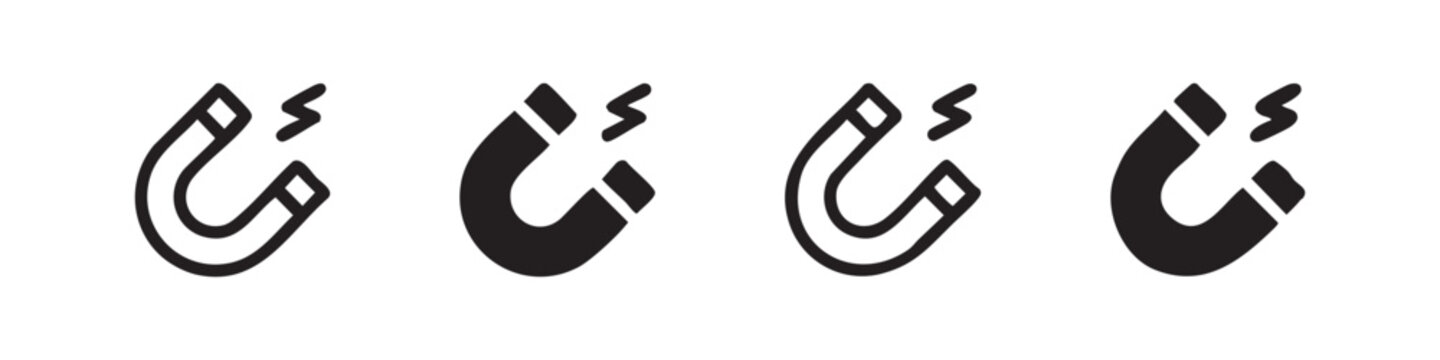 Horseshoe Magnet Icon Set in Four Different Styles