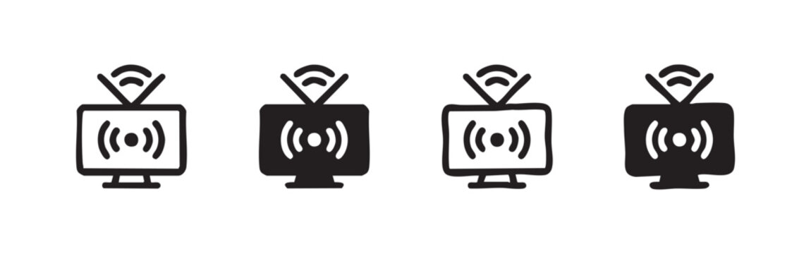 Television Broadcast Signal Icon Set in Four Different Styles