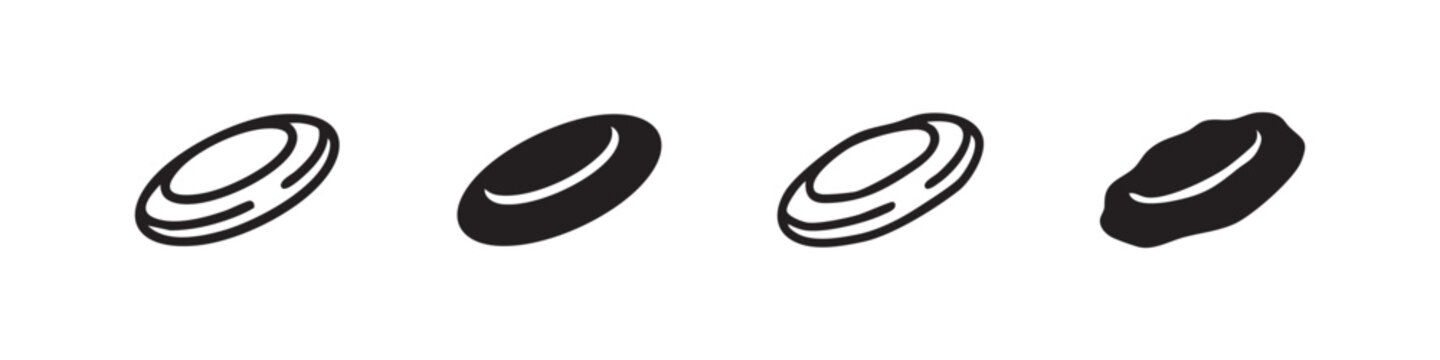 Frisbee and Discus Icon Set Outdoor Sports Flying Disc Illustration