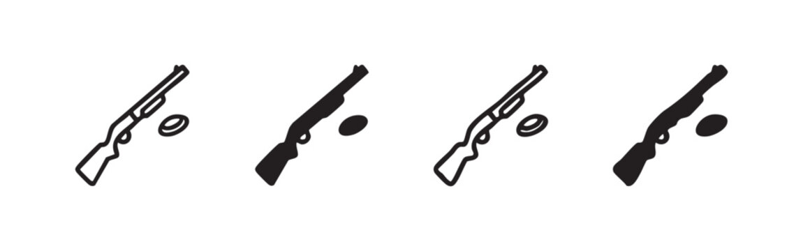 Shotgun and Clay Pigeon Icon Set Skeet and Trap Shooting Illustration