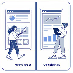 B testing concept visual comparison with a b testing user experience flat design interface design a b testing comparison versions interface analysis strategy business optimization © New