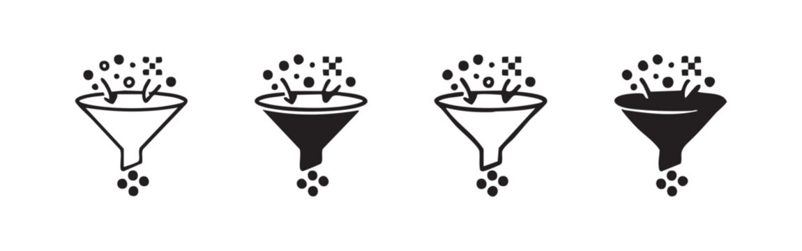 Data and Sales Funnel Icon Set for Marketing and Business Strategy