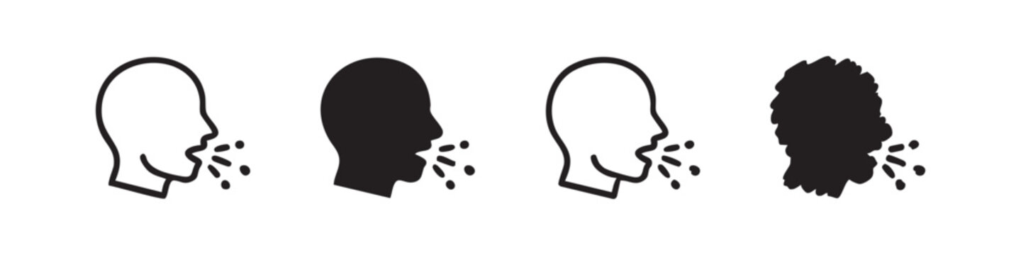 Person sneezing or coughing icons in various styles