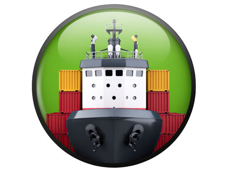 Container Ship with Cargo in a Green Circle