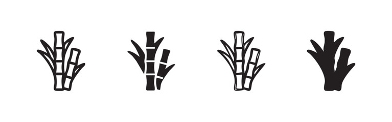 Obraz premium Set of four bamboo icons in different styles