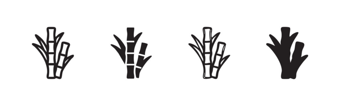 Set of four bamboo icons in different styles