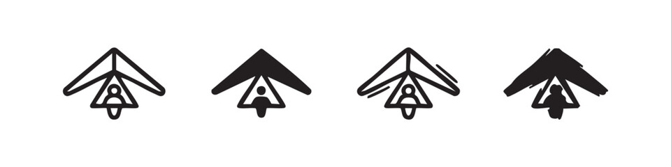 Hang glider icons: outline, filled, and dynamic styles. © liubomir118809