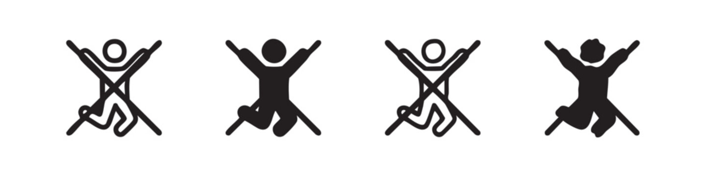 Ski jumper icons: outline, filled, and dynamic stances.