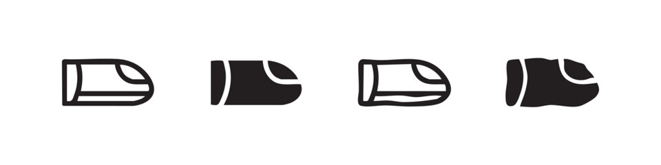 Simple icons of train fronts in outline and filled styles © liubomir118809