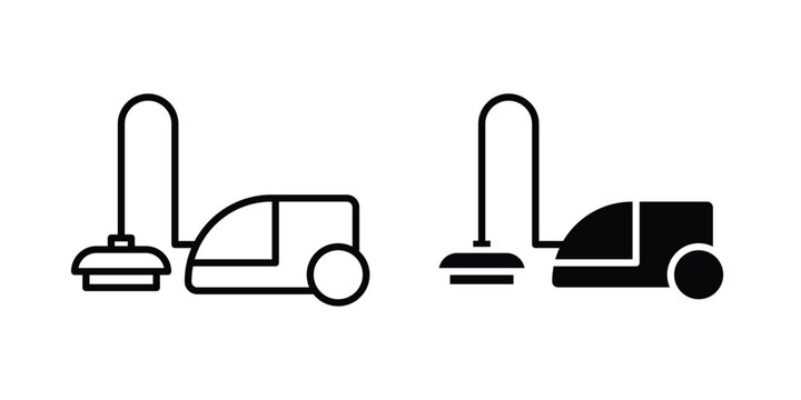 Vacuum cleaner icon thin line and black silhouette flat style