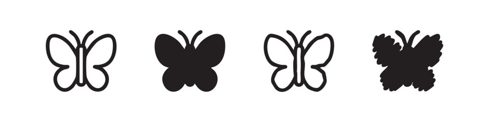 Butterfly Insect Icons in Four Distinct Graphic Styles for Nature Illustrations © liubomir118809
