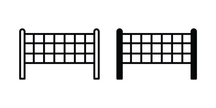 Volleyball net icon thin line and black silhouette flat style