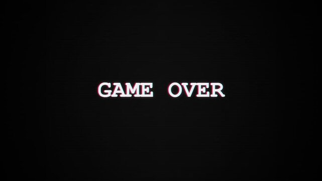 Game Over Digital Glitch Text on Black Background