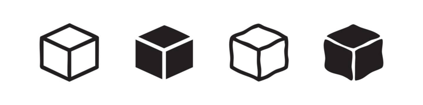 3D Cube Geometric Shape Icon Set