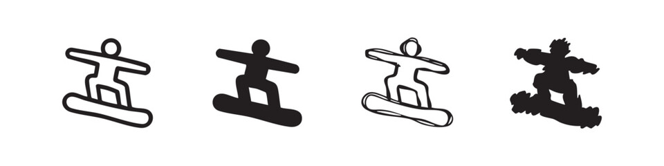 Fototapeta premium Snowboarding Icon Set Representing Winter Sports and Action Activities